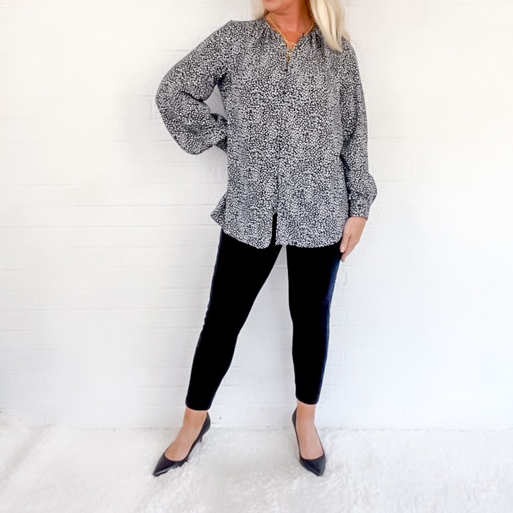Nine West Loose Fitting Black White Blouse - S - Picture 2 of 7